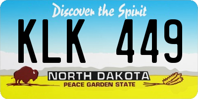 ND license plate KLK449