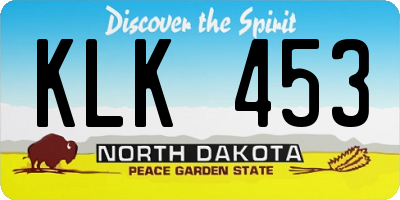 ND license plate KLK453