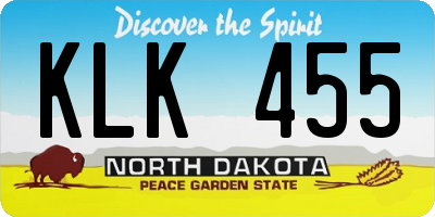 ND license plate KLK455
