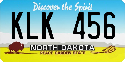 ND license plate KLK456