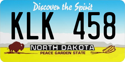 ND license plate KLK458