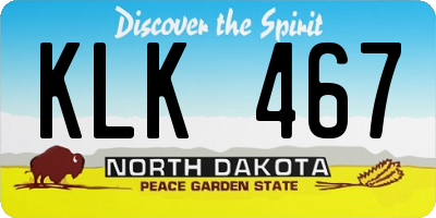 ND license plate KLK467