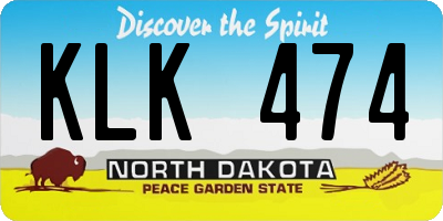 ND license plate KLK474
