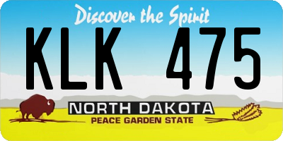 ND license plate KLK475