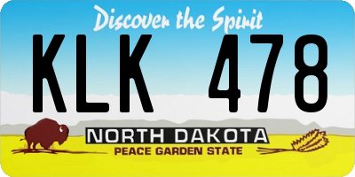 ND license plate KLK478