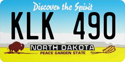 ND license plate KLK490