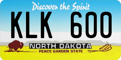 ND license plate KLK600