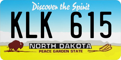 ND license plate KLK615