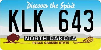 ND license plate KLK643