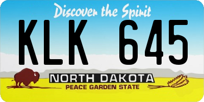 ND license plate KLK645