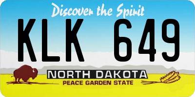 ND license plate KLK649