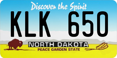 ND license plate KLK650