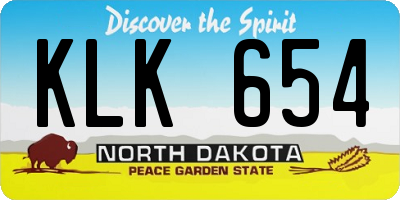 ND license plate KLK654