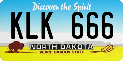 ND license plate KLK666