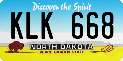 ND license plate KLK668