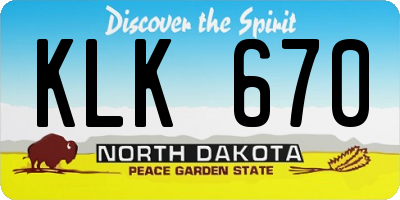 ND license plate KLK670