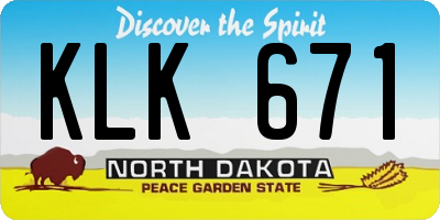 ND license plate KLK671