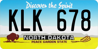 ND license plate KLK678