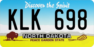 ND license plate KLK698