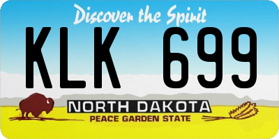 ND license plate KLK699