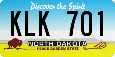 ND license plate KLK701