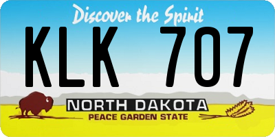 ND license plate KLK707