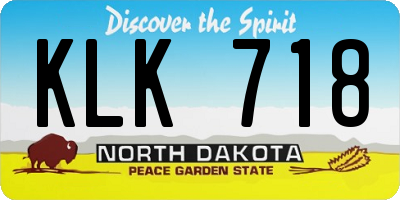 ND license plate KLK718