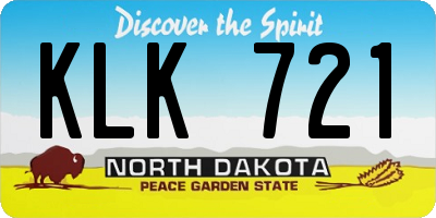 ND license plate KLK721