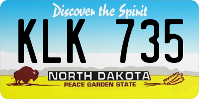ND license plate KLK735