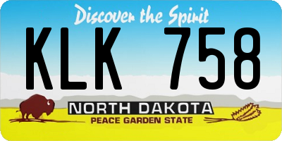 ND license plate KLK758