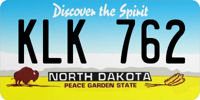 ND license plate KLK762