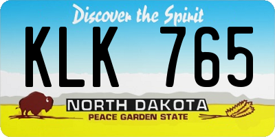 ND license plate KLK765