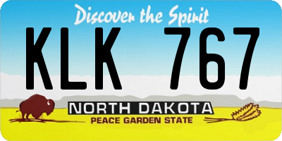 ND license plate KLK767