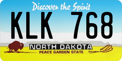 ND license plate KLK768
