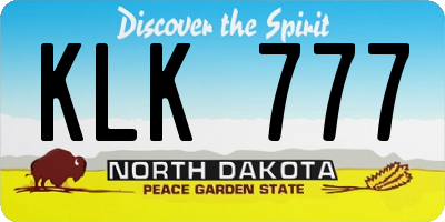 ND license plate KLK777