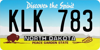 ND license plate KLK783
