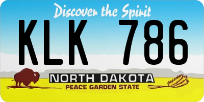 ND license plate KLK786