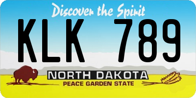 ND license plate KLK789