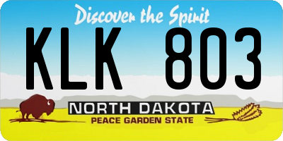 ND license plate KLK803