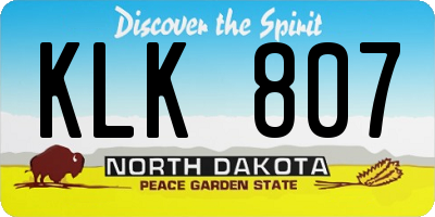 ND license plate KLK807