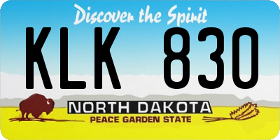 ND license plate KLK830