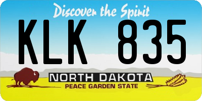 ND license plate KLK835
