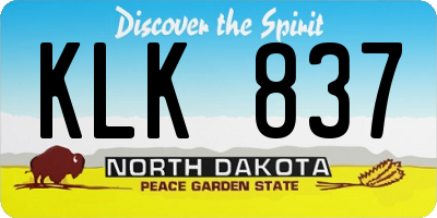 ND license plate KLK837