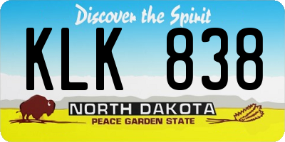 ND license plate KLK838