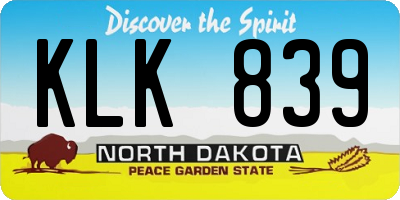 ND license plate KLK839