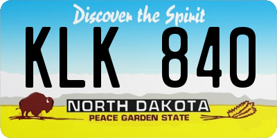 ND license plate KLK840