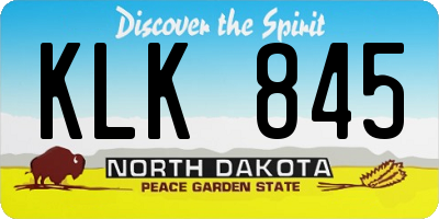 ND license plate KLK845