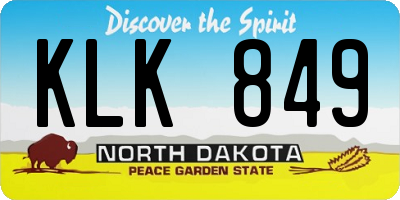 ND license plate KLK849