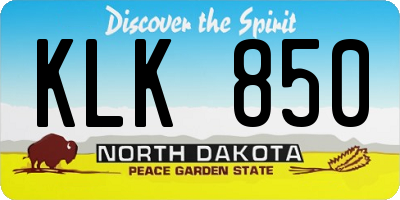 ND license plate KLK850