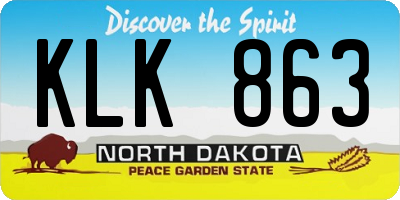 ND license plate KLK863